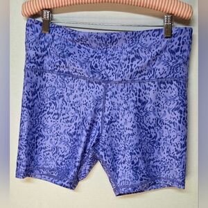 Athleta Women's Elation Ribbed Biker Shorts Blue All Over Print Size XL 1X